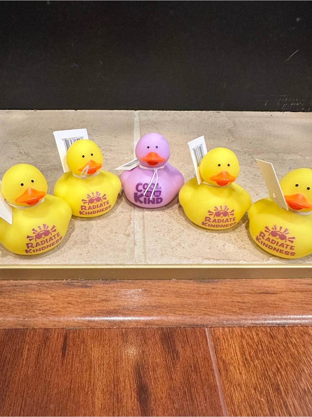 Radiate Kindness Rubber Duck Bath Toy - Yellow & Purple Lot of 5